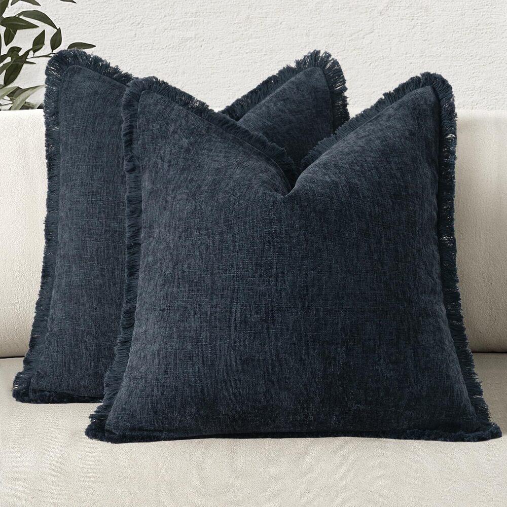 8050 Decorative Navy Blue Throw Pillow Covers 18x18 Inch Set of 2 Soft Cozy